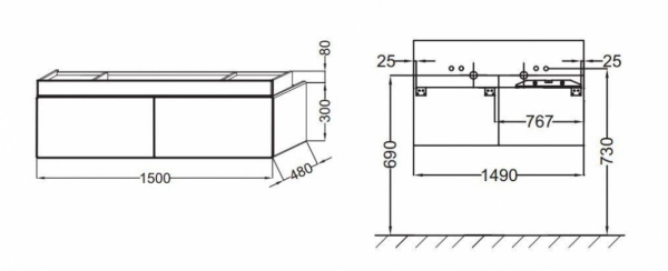 Тумба под раковину 150 см Jacob Delafon Terrace EB1189-F26 сливовый лак