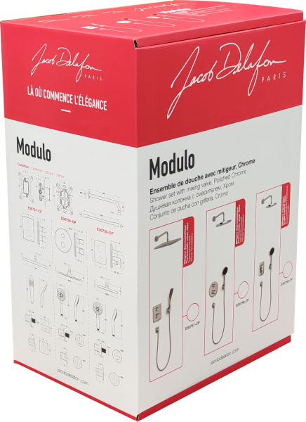 Душевой комплект Jacob Delafon Modulo E30757-CP с внутренней частью термостат хром