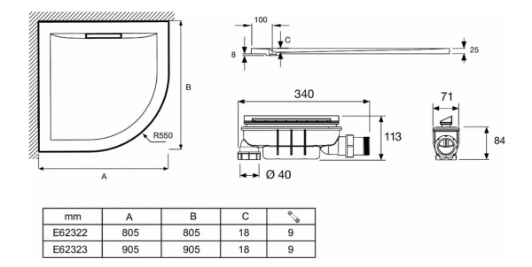 Душевой поддон 80х80 Jacob Delafon Flight Pure E62322-00 белый