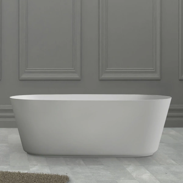 Ванна из литьевого мрамора Abber Stein AS9606 160x80 см, отдельностоящая, белый матовый