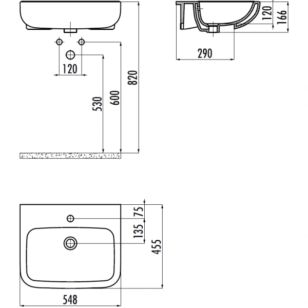 Раковина Creavit Ness NS055-00CB00E-0000 54,8x45,5 см, накладная, белый