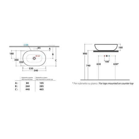 Раковина Globo T-Edge B6O54BI