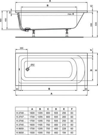 Акриловая ванна Ideal Standard Hotline 170х70 K865901 белый