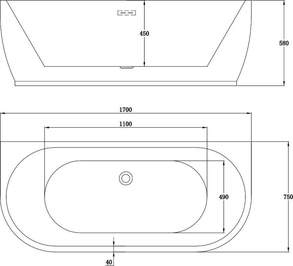 Акриловая ванна Vincea VBT-107, слив-перелив в комплекте, белый