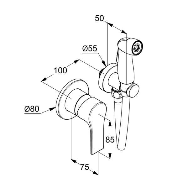 Гигиенический душ Kludi Zenta SL 489990565 со смесителем