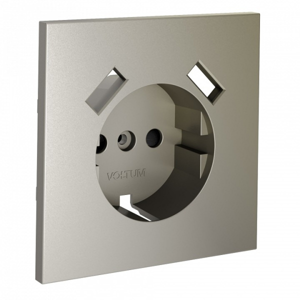Накладка для розетки с заземлением и со шторками и 2хUSB type A Voltum S70 VLS000904