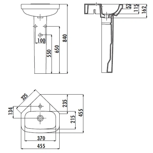 Раковина 45,5x45,5 см Creavit Corner VT14525300