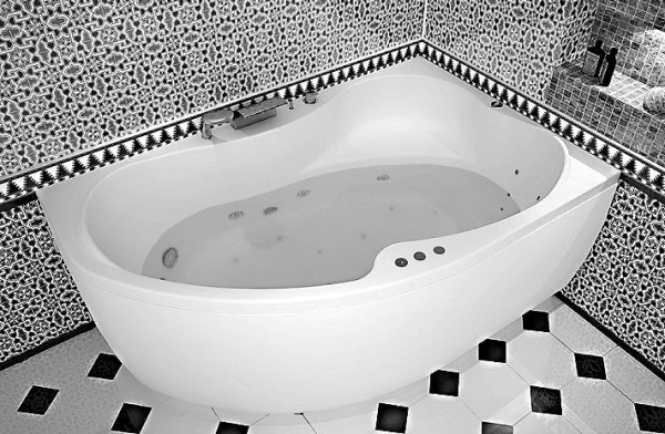 Акриловая ванна Aquanet Capri 170x110 правая с гидромассажем 6 форсунок