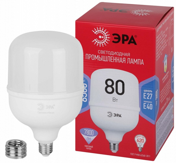 Лампа светодиодная Эра  E27, E40 80Вт 6500K LED POWER T140-80W-6500-E27/E40 R