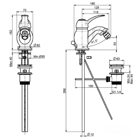 Смеситель для биде FIMA Carlo Frattini Lamp F3302BR
