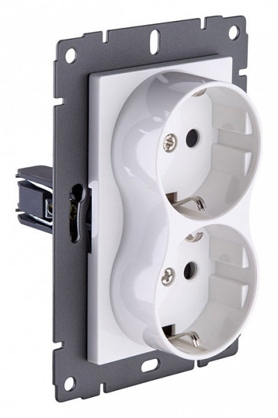 Розетка двойная с заземлением, без рамки Kollinger  REA-032WH
