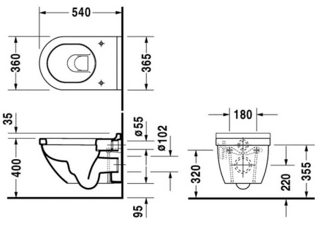 Подвесной унитаз Duravit Starck 3 22250900001-WG
