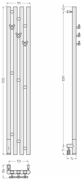 Полотенцесушитель электрический Сунержа Кантата 3.0 120x15.9 00-5846-1216