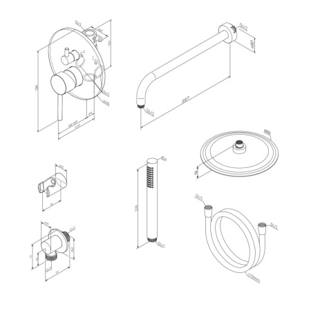 Душевой комплект Damixa Scandinavian Pure 936520300 черный матовый