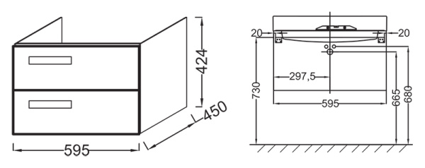 Тумба под раковину Jacob Delafon Rythmik EB1301-G1C Белый Блестящий Лак