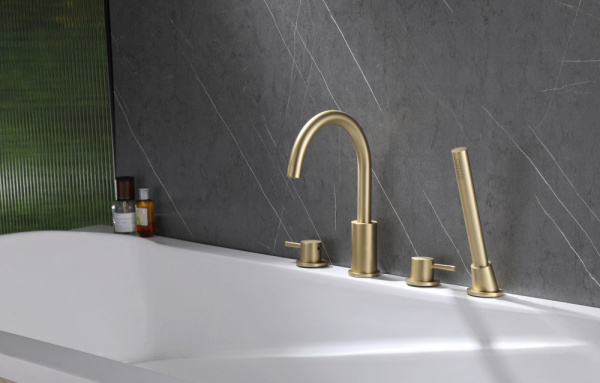 Смеситель на борт ванны Abber Wasser Kreis AF8113G золото матовое