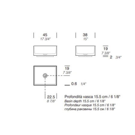Раковина Milldue Step 45 8936*0 Bianco Opaco