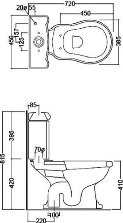 Чаша для унитаза-компакта Kerasan Retro 101201 вертикальный выпуск