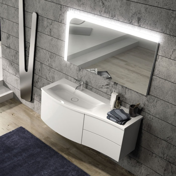 Тумба с раковиной Burgbad Sinea 1.0 121 WTU121E L F1767 C0001*1 белая глянцевая