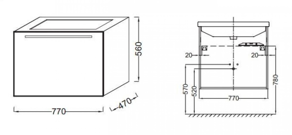 Тумба под раковину 75 см Jacob Delafon Struktura EB1285-N14 серый