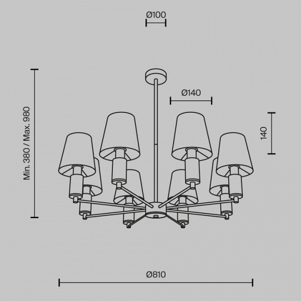 Люстра на штанге Maytoni Лира MOD483PL-08BS