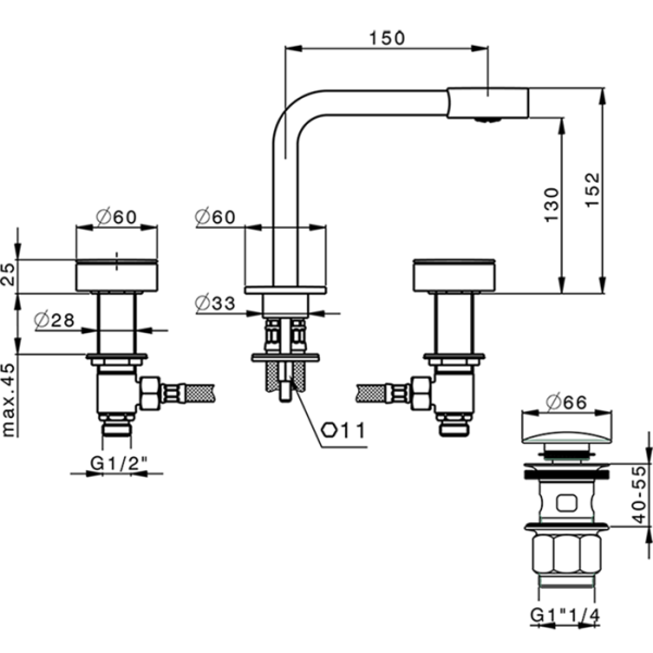 Смеситель для раковины Cisal Slim SM00102040 черный матовый