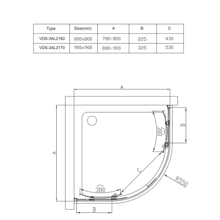 Душевой уголок Vincea Alpha VSQ-3AL800CL