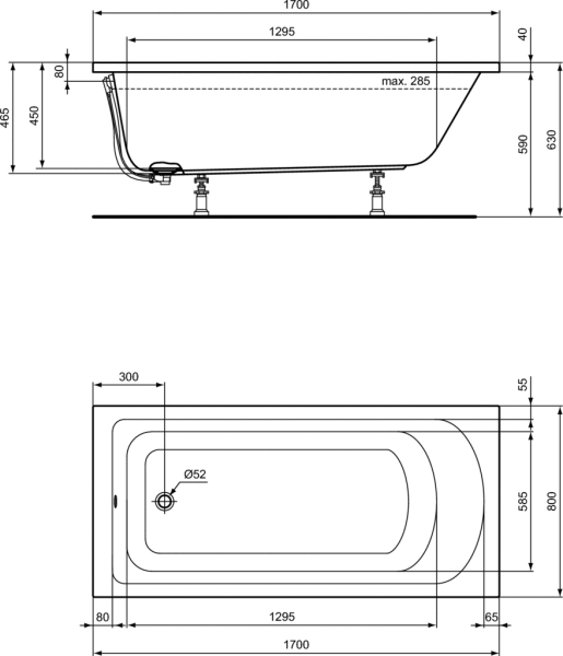 Акриловая ванна Ideal Standard Hot Line 170x80 (K274701)