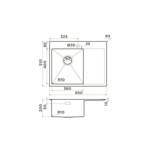 Кухонная мойка Omoikiri Akisame 65-GM-L нержавеющая сталь/вороненая сталь 4973097