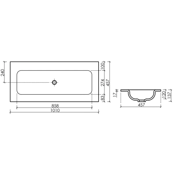 Раковина Ceramica Nova Grace CN7013MBwx 101x45,7 см, накладная, черный матовый