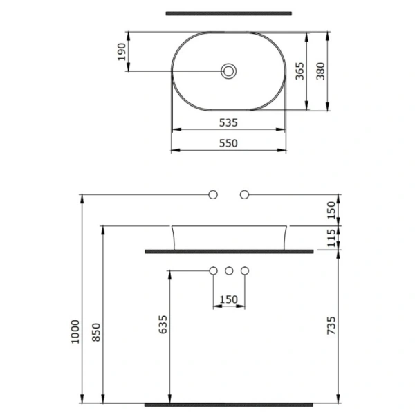Раковина 55x38 см Berges Ego SL 181712