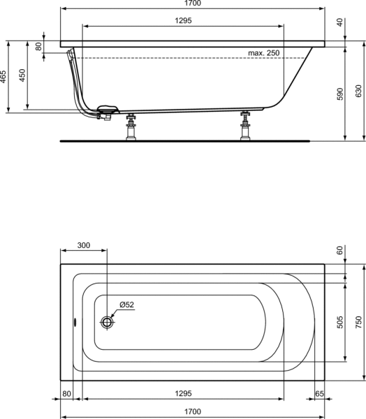 Акриловая ванна Ideal Standard Hot Line 170x75 (K274601)