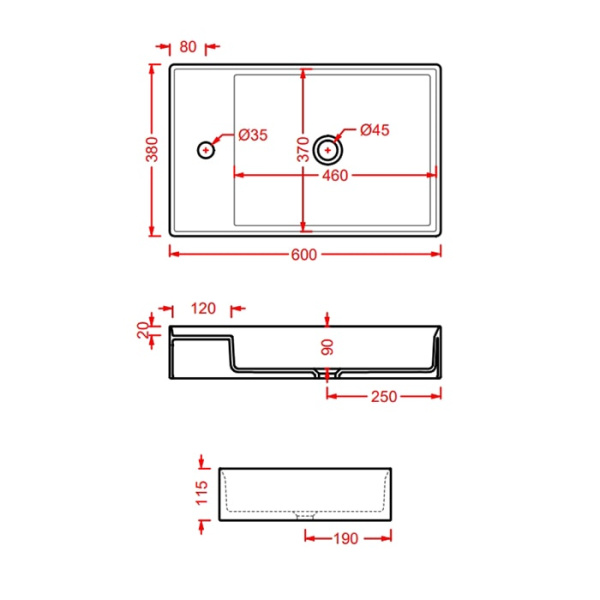 Раковина Artceram Scalino SCL003 05 00