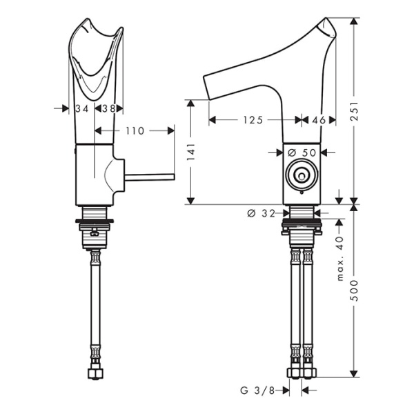Смеситель для раковины Axor Starck V 12123990 шлифованное золото