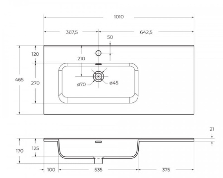 Раковина BelBagno 100 BB1000ETL-L