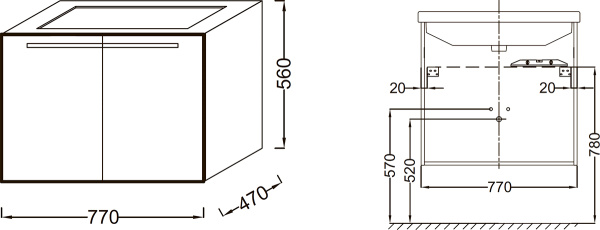 Тумба под раковину Jacob Delafon Struktura 77 EB1281-N18 Белый Блестящий