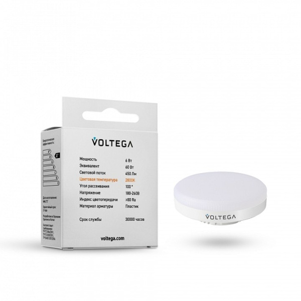 Лампа светодиодная Voltega GX53 6W GX53 6Вт 2800K 7770