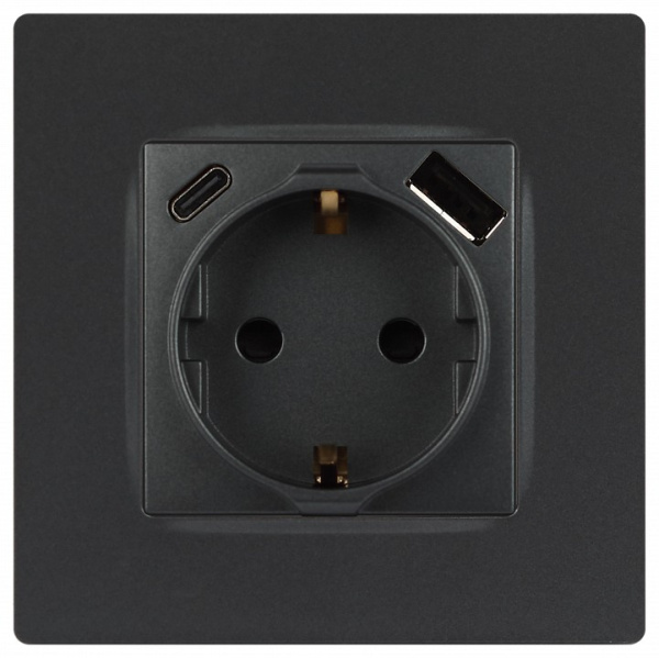 Розетка с заземлением и со шторкой и 2хUSB, без рамки Эра Эра 12 12-4108-12