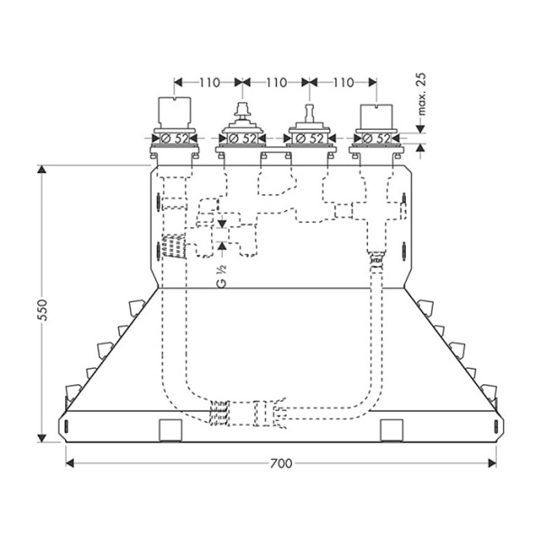 Встраиваемая часть смесителя на борт ванны Axor MyEdition 15482180