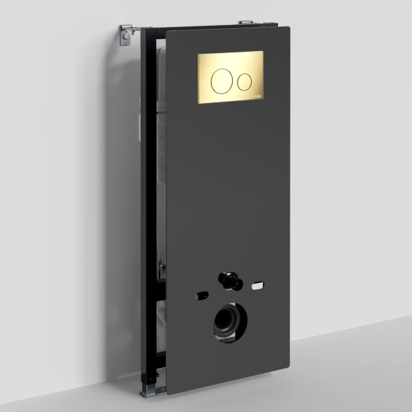 Инсталляция для унитаза WasserKRAFT Abens 20 20TLT.010.ME.BL.PG02 с кнопкой смыва, золотой