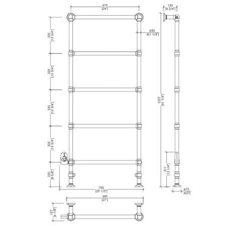 Полотенцесуштель электрический Devon&Devon Baccus PRB7CRELSX/CR