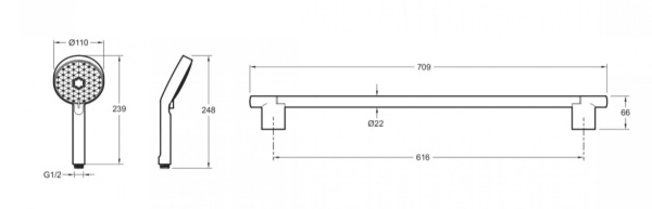 Душевой гарнитур Jacob Delafon Awaken E99898-BL черный матовый