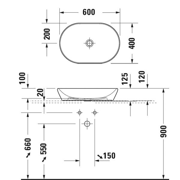Раковина Duravit D-Neo 60 2372601370 антрацит матовый