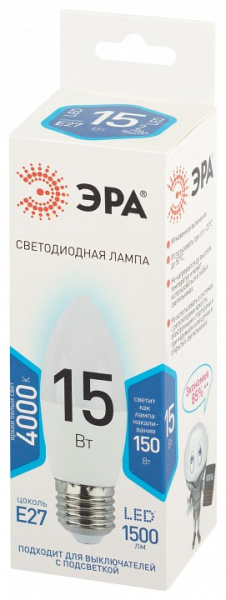 Лампа светодиодная Эра Стандарт E27 15Вт 4000K LED B35-15W-840-E27