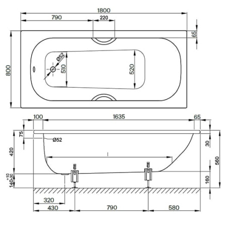 Стальная ванна Bette Form 180x80 2950-000ASAD