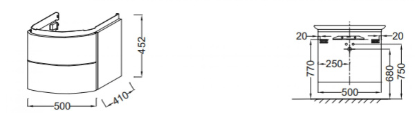 Тумба под раковину 50 см Jacob Delafon Presquile EB1102-R-S50 аквамарин