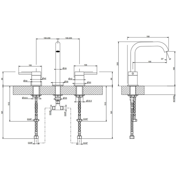 Смеситель для раковины Gessi 316 54012#726 бронза