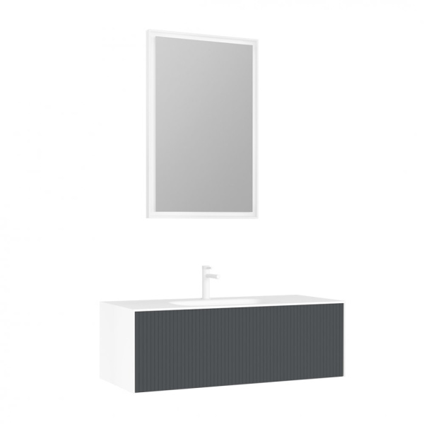 Тумба с раковиной Orka Cube 120 3000381 антрацит матовый/белый