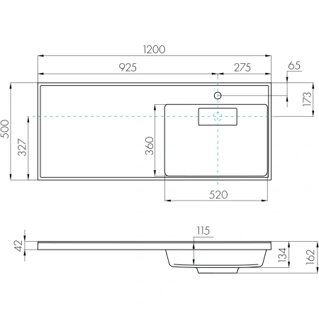Раковина над стиральной машиной 120x50 см Акватон Лондри 1A72243KLH010