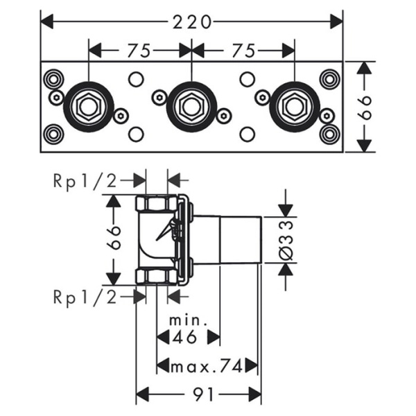 Встраиваемая часть термостата Axor 45442180
